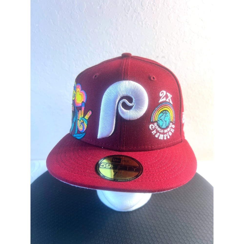 New Era Philadelphia Phillies 59FIFTY Fitted Hat Maroon 2X World Series 7 1/2
